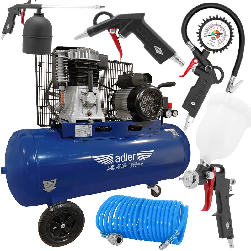 AD 400-100-3 Sprężarka Tłokowa 100L + zestaw akcesoriów Adler - obrazek 1