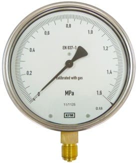 Manometr kontrolny 0-0,1 MPa w klasie dokł.0,6